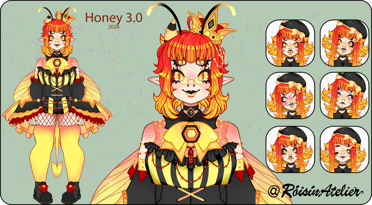 Honey Vtuber Model Sheet 2024 Rigged